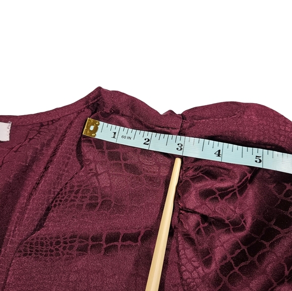 Socialite Long Sleeve Wrap Front V Neck Body Suit, Plum Purple, Small - Picture 16 of 16